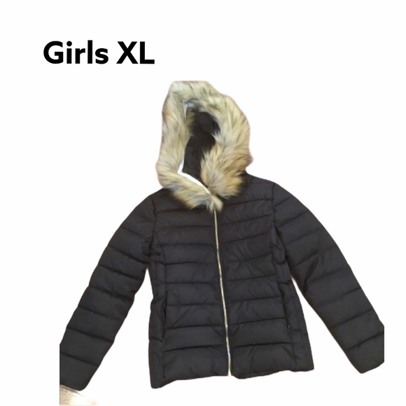 Other - Black down coat with removable faux fur